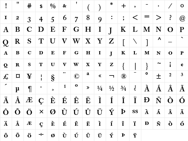 Caslon Book BE Medium Small Caps & Oldstyle Figures font glyphpreview