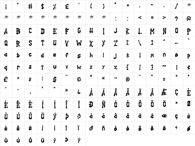 Spooky Hill Inline - Personal Regular font glyphpreview