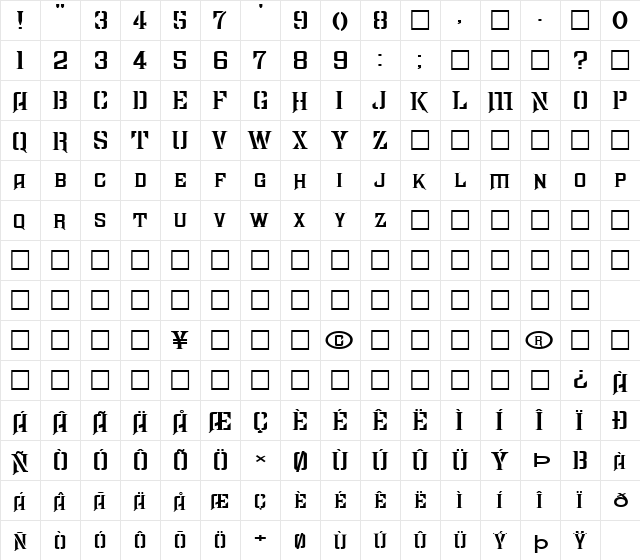 FZ BASIC 41 EX Normal font glyphpreview