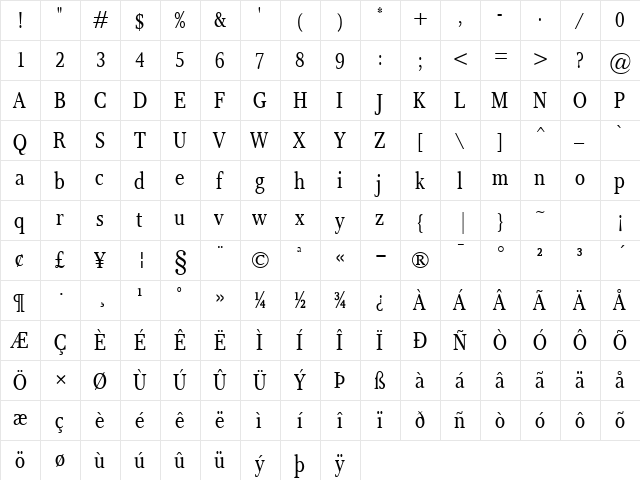 Res Publica Cond Regular font glyphpreview