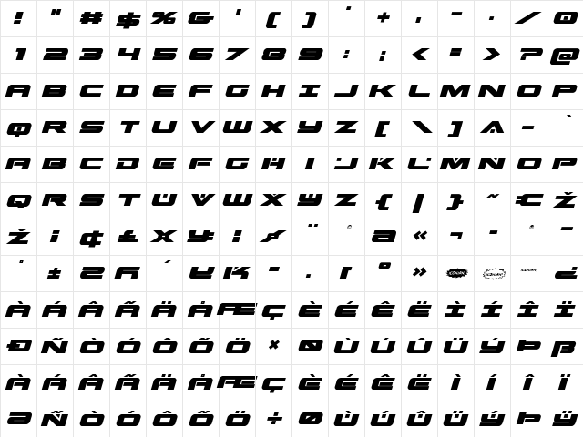 Predataur Italic Italic font glyphpreview