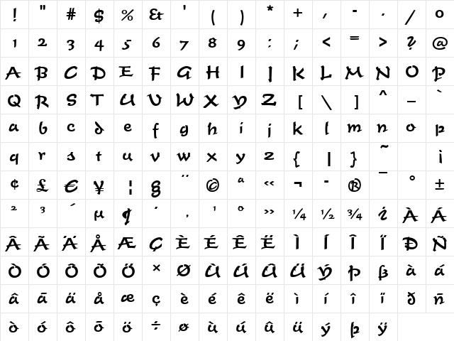 TiogaScript-Medium Regular font glyphpreview
