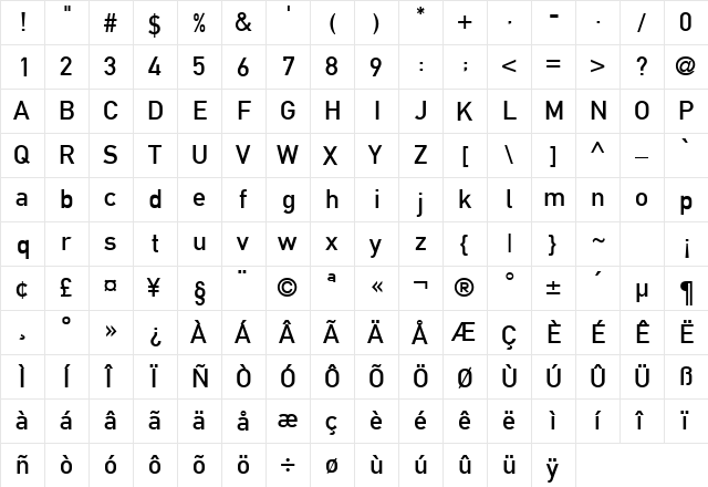 DINMittelschrift Regular font glyphpreview