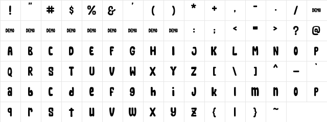 Sharkbit demo Regular font glyphpreview