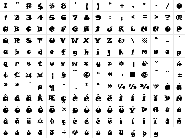 Snap Alt ITC TT Regular font glyphpreview