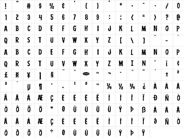 Carnival Corpse Staggered Expanded Expanded font glyphpreview