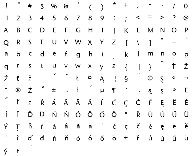 StoneSanItcTEEMed Regular font glyphpreview
