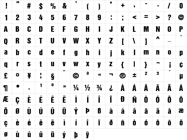 SwitzerlandInserat Regular font glyphpreview