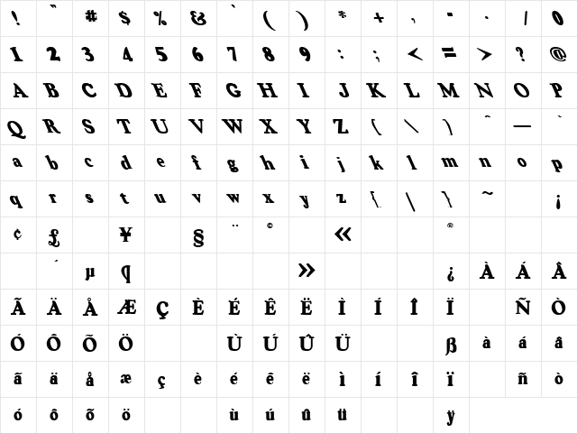 Union Strike 1 Regular font glyphpreview