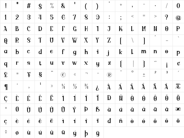 Merrycle Regular font glyphpreview