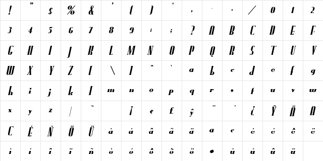 FundRunk Italic font glyphpreview