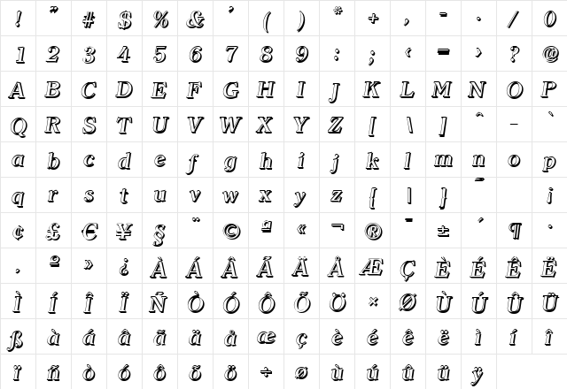 ChristianBeckerShadow-Medium Italic font glyphpreview