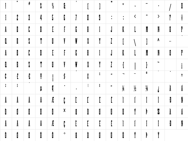 Spindletop Wbw Regular font glyphpreview