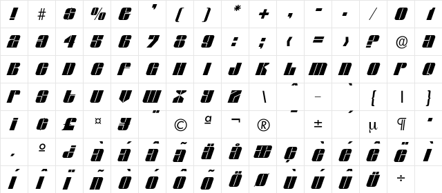 Cessna Regular font glyphpreview