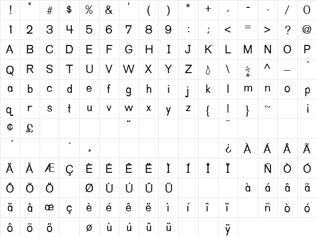 Wright Regular font glyphpreview