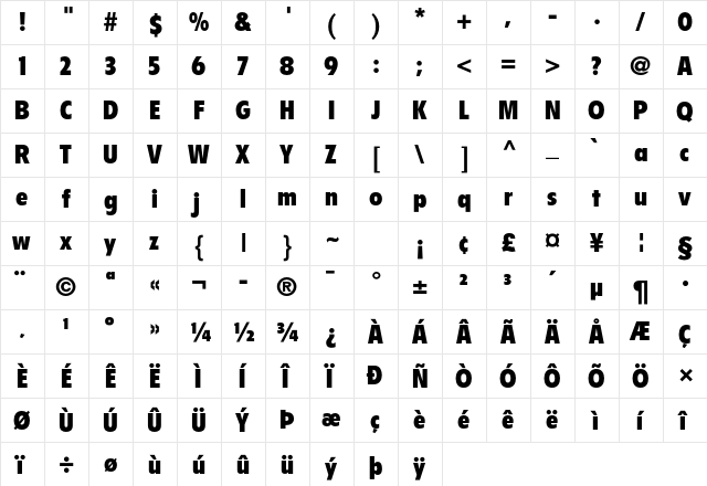 Flyer LT Std Black Condensed font glyphpreview