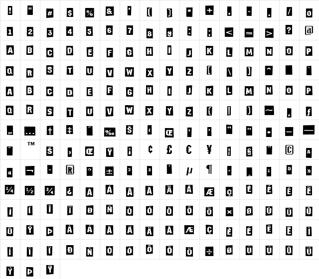 a_MeccanoCmJmp Regular font glyphpreview