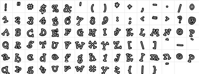 SkinnyCapKick Regular font glyphpreview