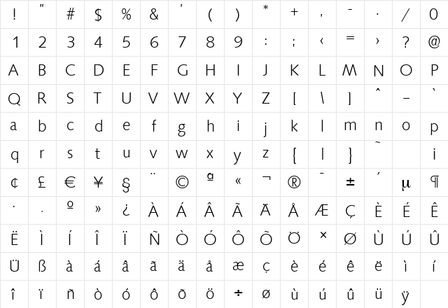 SaxonySerial-Light Regular font glyphpreview