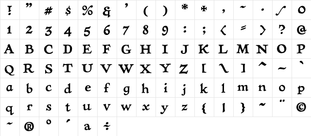 CCTreasureTrove Regular font glyphpreview