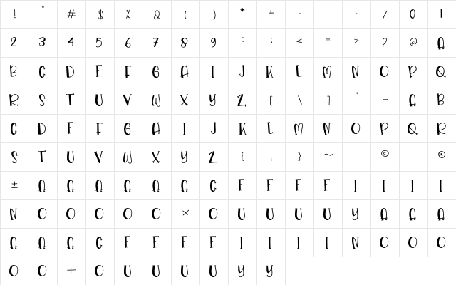 Fruit Punch Regular font glyphpreview