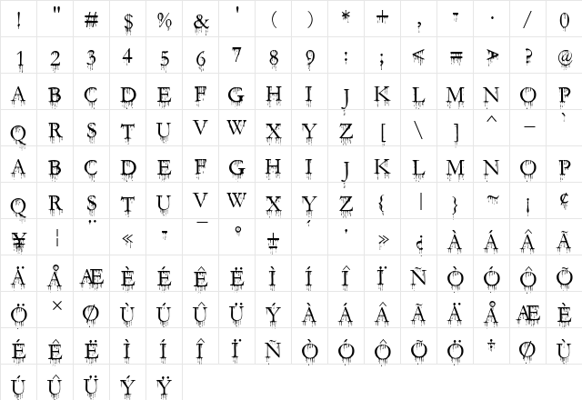 SF Gushing Meadow SC Regular font glyphpreview