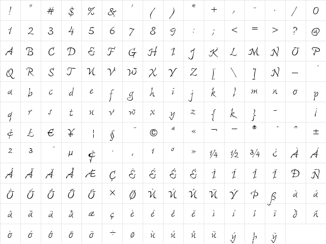 Freemouse ITC TT Regular font glyphpreview