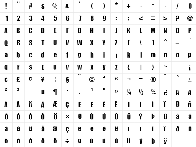 ShortHaulLightSSK Regular font glyphpreview