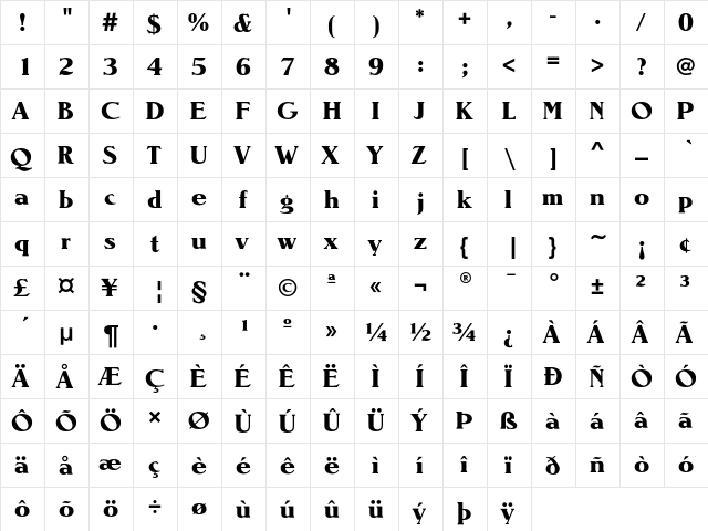 NevadaEF Bold font glyphpreview