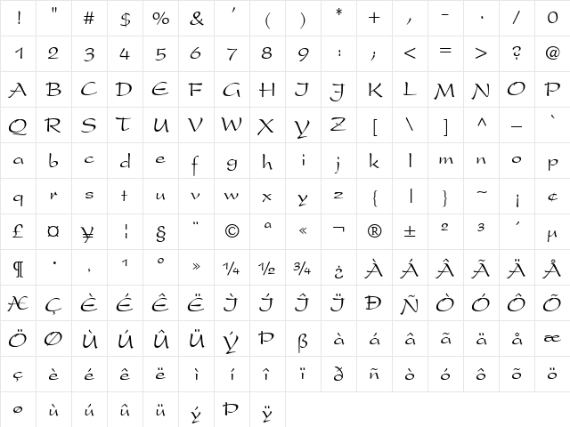 President Regular font glyphpreview