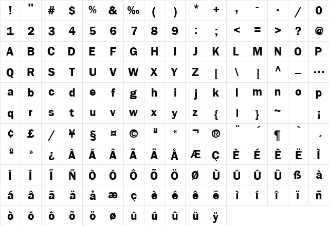 FranklinGothicBoldSSK Regular font glyphpreview
