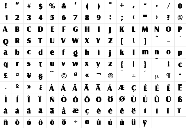 Salzburg-ExtraBold Regular font glyphpreview