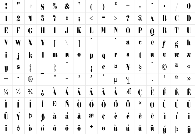 Floral-Condensed Normal font glyphpreview