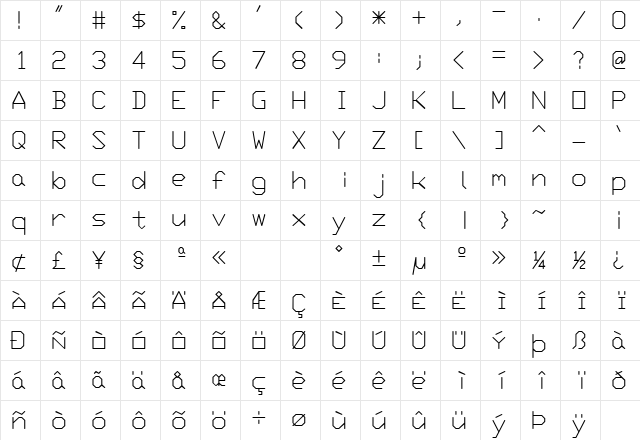 SWMono Regular font glyphpreview