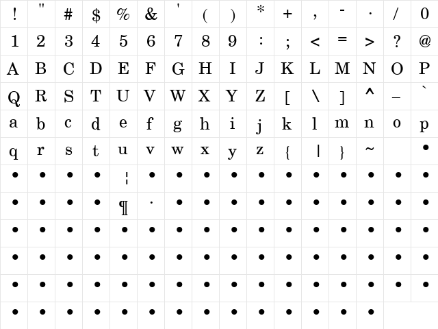 QTSchoolCentury Regular font glyphpreview
