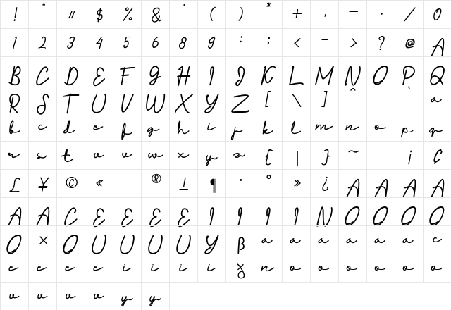 Sigarette Regular font glyphpreview