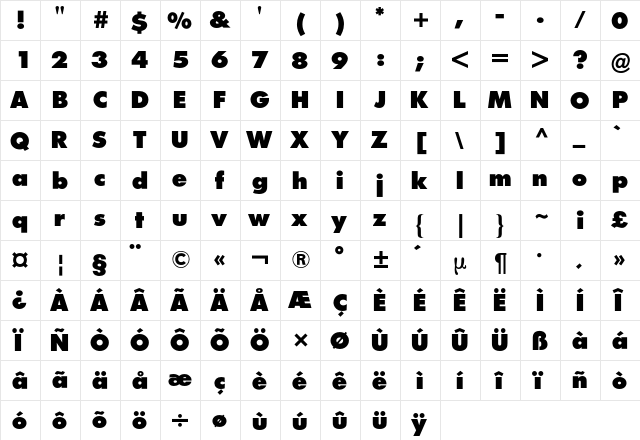 Futura BQ Regular font glyphpreview