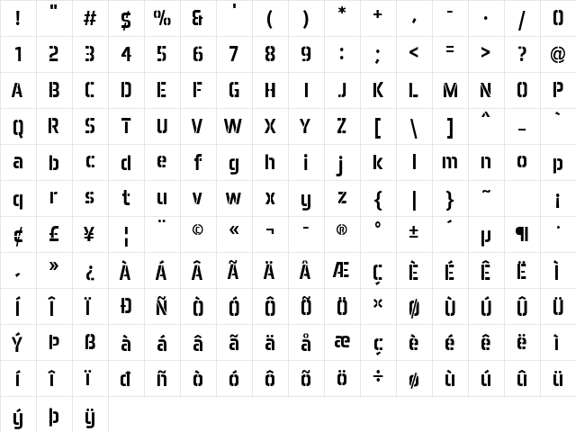 Aero Matics Stencil Regular font glyphpreview