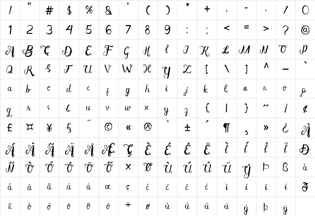 Aisy Khadijah Regular font glyphpreview