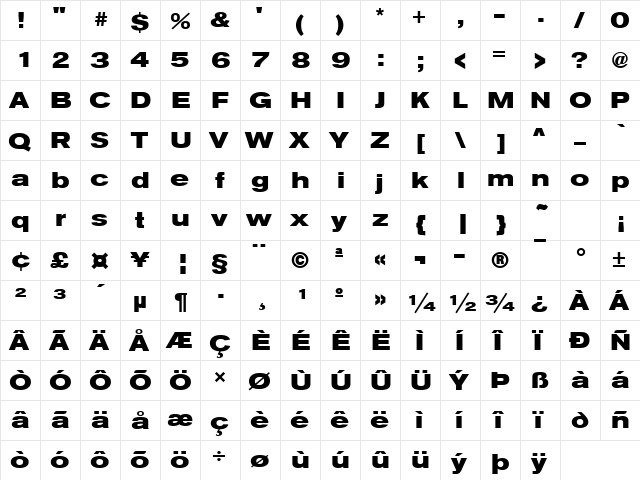 URWAccidaliaTExt Bold font glyphpreview