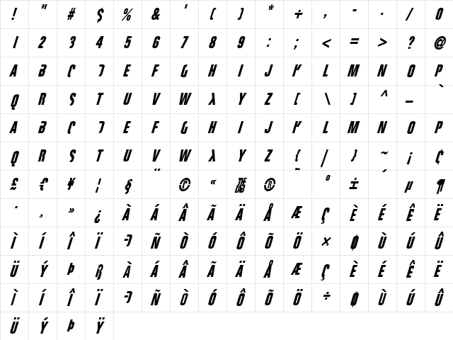 FightThis Regular font glyphpreview