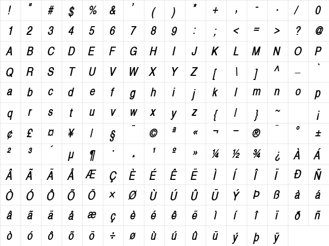 Alps Thin BoldItalic font glyphpreview