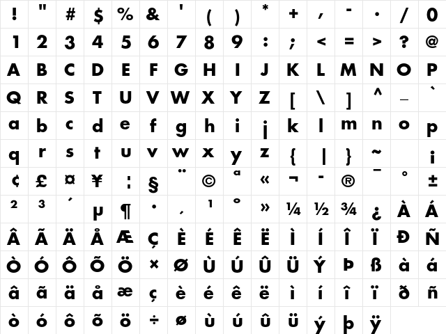 Futura Std Bold font glyphpreview