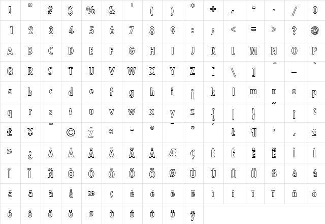 SpartanCondOutline Regular font glyphpreview