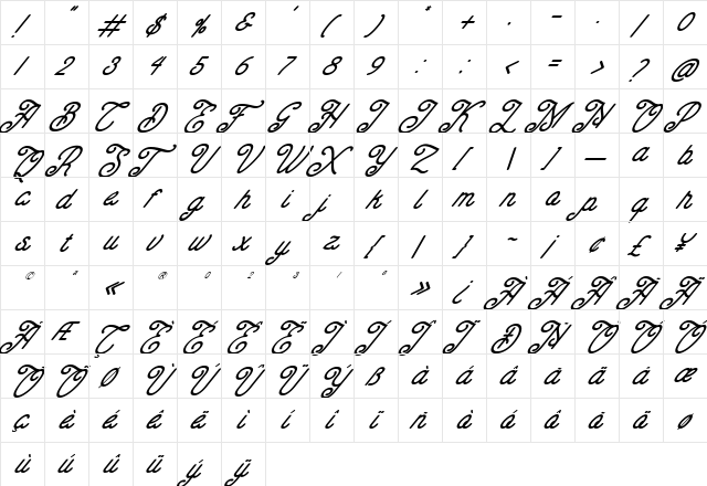 Charlotte Italic font glyphpreview