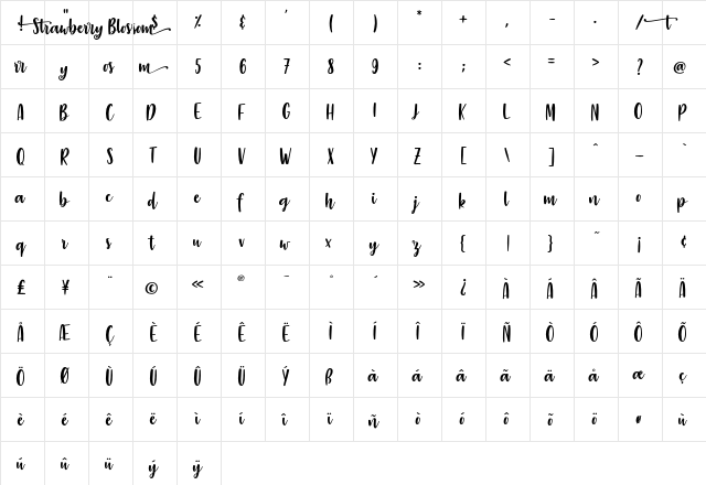 Strawberry Blossom Regular font glyphpreview
