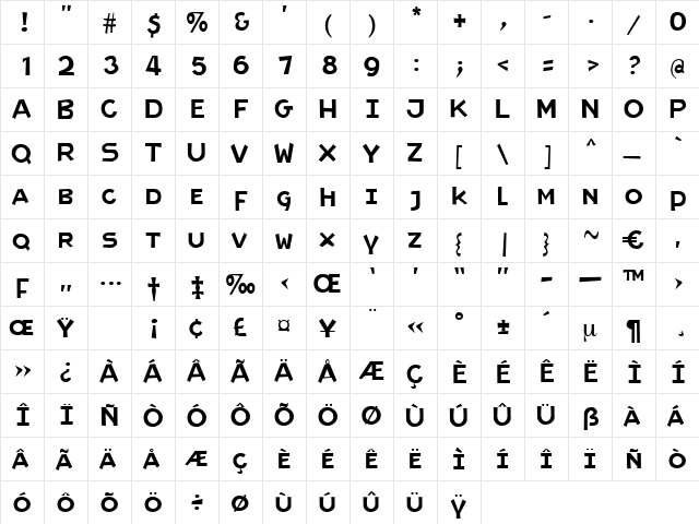 Raveline Regular font glyphpreview