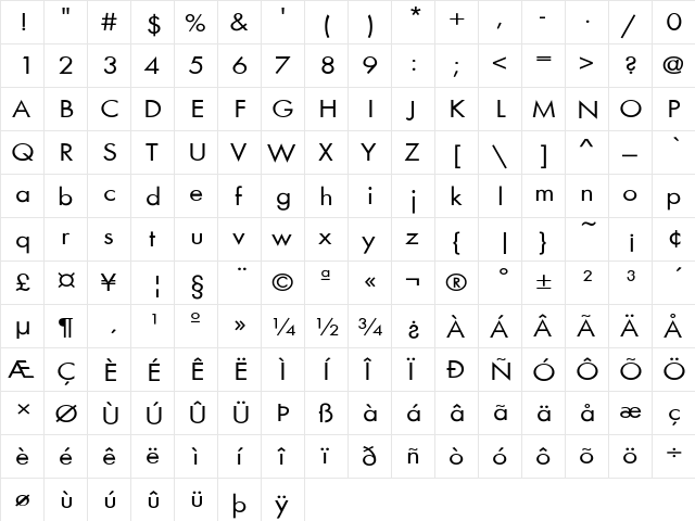 FuturaExt-Normal Regular font glyphpreview