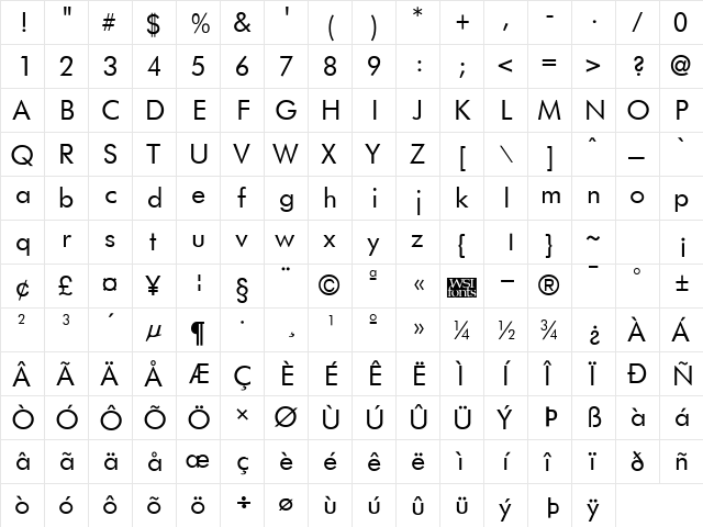 Futurist Regular font glyphpreview