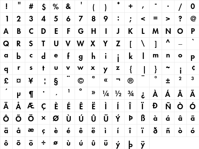 Futura Heavy font glyphpreview